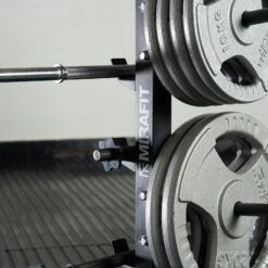 Mirafit 300kg Weight Plate & Bar Rack -Fitness Promotion Store close Mirafit Black 300kg Weight Plate and Bar Rack