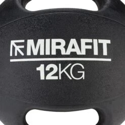 Mirafit Medicine Ball With Handles -Fitness Promotion Store close up view of a Mirafit 12kg double handle medicine ball