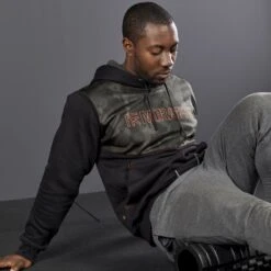 Mirafit Men's Midnight Camo Gym Hoodie -Fitness Promotion Store foam rolling wearing Mirafit Mens Midnight Camo Gym Hoodie 7