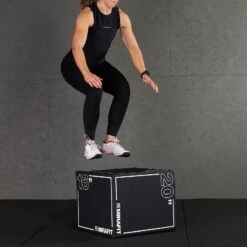 Mirafit Hybrid Plyo Jump Boxes -Fitness Promotion Store jumping on Mirafit 3in1 Covered Wooden Plyo Boxes small