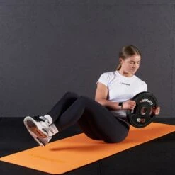 Mirafit 2 Tone TPE Non Slip Exercise Mat - 183cm -Fitness Promotion Store kettlebell Russian twist on Mirafit 8mm TPE Exercise Mat in Orange 2