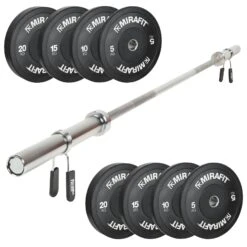 Mirafit Olympic Weight Bar & Bumper Plates Set