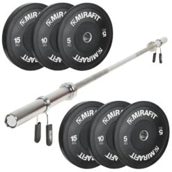 Mirafit Olympic Weight Bar & Bumper Plates Set -Fitness Promotion Store kit Mirafit 7ft bar and 60kg bumper plates