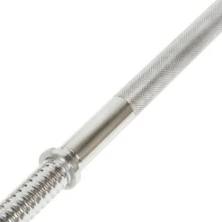 Mirafit 4ft Standard 1" Spinlock Bar -Fitness Promotion Store knurling close up on silver mirafit 4ft standard 1 inch spinlock bar