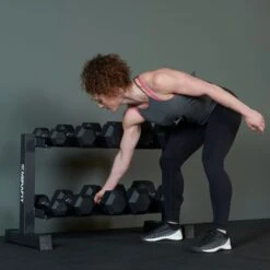 Mirafit Hex Dumbbells With Rack - 5kg To 25kg Set -Fitness Promotion Store lifting hex dumbbell on black mirafit 2 tier 250kg dumbbell rack