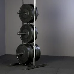 Mirafit Olympic Weight Tree With Bar Stand -Fitness Promotion Store loaded black mirafit olympic weight plate tree and bar stand