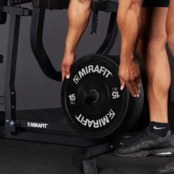 Mirafit Seated Row Machine -Fitness Promotion Store loading weights on Mirafit Chest Supported T Bar Row