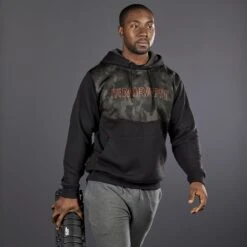 Mirafit Men's Midnight Camo Gym Hoodie -Fitness Promotion Store man in gym wearing Mirafit Mens Midnight Camo Gym Hoodie 7