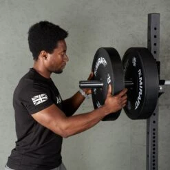 Mirafit Muscle Fit T-Shirt - Black -Fitness Promotion Store man wearing black Mirafit Muscle Fit T Shirt in gym