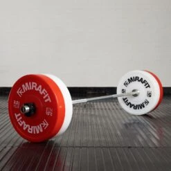 Mirafit Olympic Technique Bumper Plates -Fitness Promotion Store mirafit olympic technique bumper plates loaded on barbell