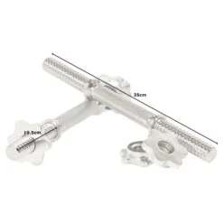 Mirafit 14'' Spinlock Dumbbell Bars - Silver -Fitness Promotion Store pair of mirafit 14 inch spinlock dumbbell bars in silver with measurements