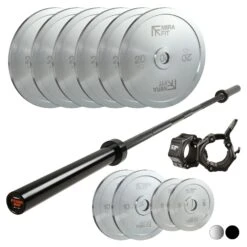 Mirafit 20kg Powerlifting Bar & Plates Set