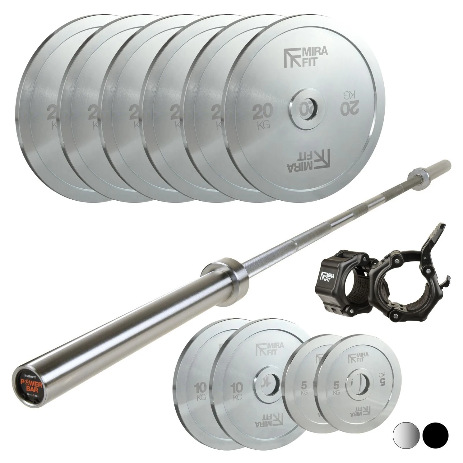 Mirafit 20kg Powerlifting Bar & Plates Set 2 Mirafit 20kg Powerlifting Bar & Plates Set - Image 2
