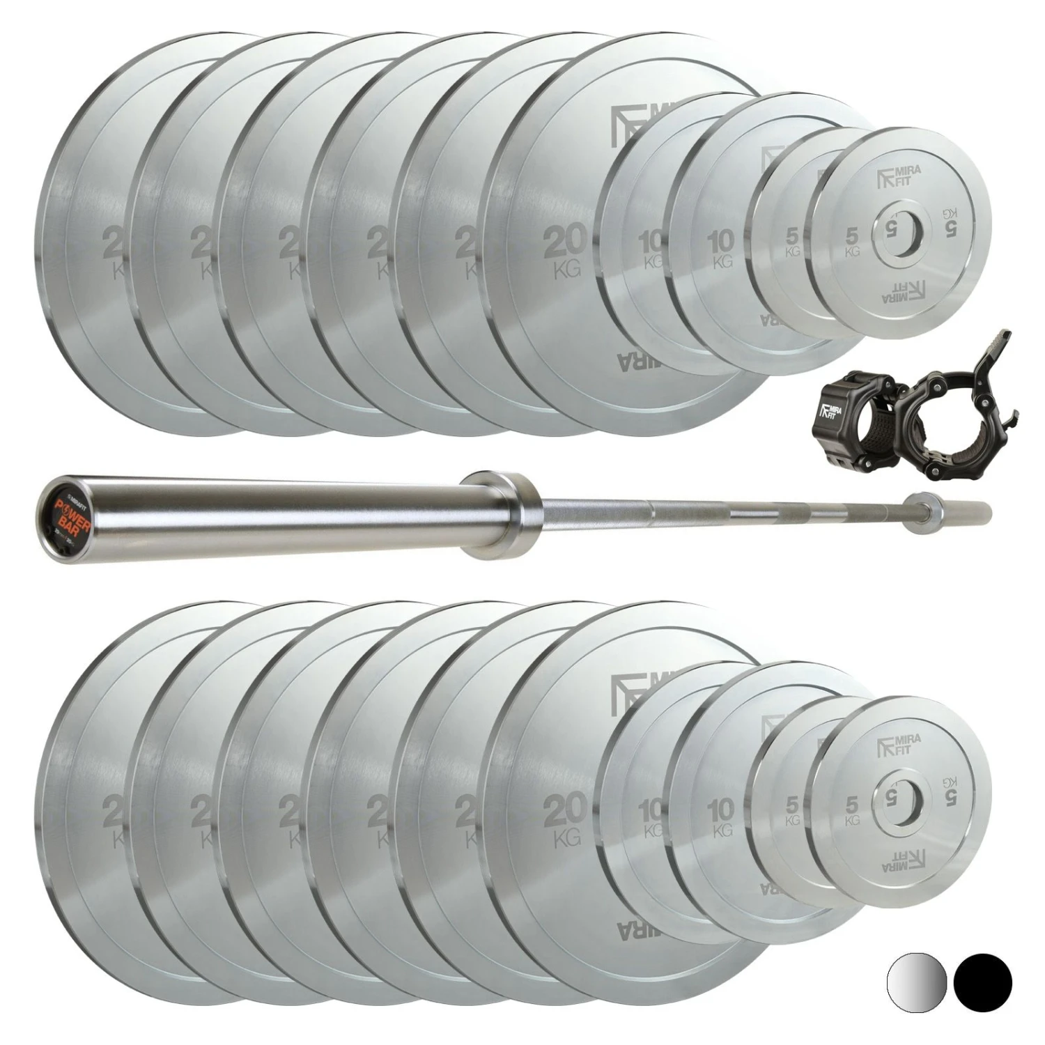 Mirafit 20kg Powerlifting Bar & Plates Set 4 Mirafit 20kg Powerlifting Bar & Plates Set - Image 4