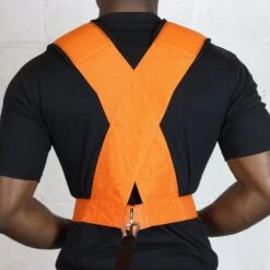 Mirafit Shoulder Harness & Connection Straps -Fitness Promotion Store rear view wearing mirafit orange sled harness