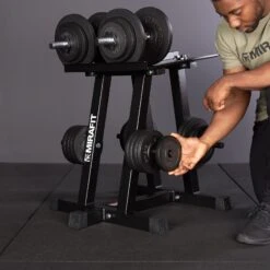 Mirafit Dumbbell Stand -Fitness Promotion Store removing weight from Mirafit Dumbbell Stand