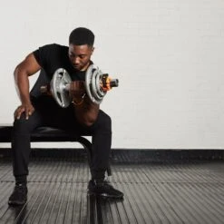 Mirafit Thick Grip Olympic Dumbbell Bars -Fitness Promotion Store seated bicep curl with a mirafit thick grip olympic dumbbell bar