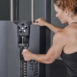 Mirafit Functional Trainer With Weight Stacks -Fitness Promotion Store selecting weight withMirafit Functional Trainer with 2 100kg Weight Stacks