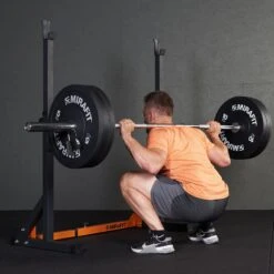 Mirafit M120 Adjustable Squat Rack -Fitness Promotion Store squatting with Mirafit M1 Squat Rack 1