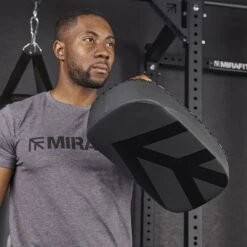 Mirafit Leather Kick Pad -Fitness Promotion Store wearing Mirafit Leather Kick Pad