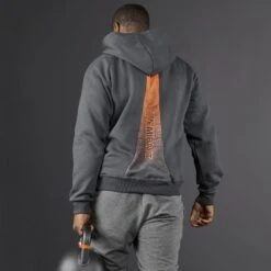 Mirafit Men's Charcoal Gym Hoodie -Fitness Promotion Store wearing Mirafit Mens Charcoal Gym Hoodie in the gym 7