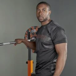 Mirafit Men's Midnight Camo Lightweight Gym T-Shirt 15 Mirafit Men's Midnight Camo Lightweight Gym T-Shirt -Fitness Promotion Store wearing Mirafit Mens Lightweight Gym T shirt in gym 6