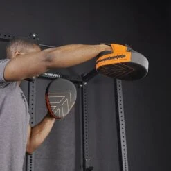 Mirafit PU Boxing Gloves And Mitts -Fitness Promotion Store wearing Mirafit PU Boxing Mitts 1