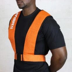 Mirafit Shoulder Harness & Connection Straps -Fitness Promotion Store wearing mirafit orange sled harness