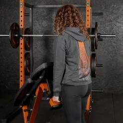 Mirafit Women's Charcoal Gym Hoodie -Fitness Promotion Store woman wearing Mirafit Womens Charcoal Gym Hoodie in gym 7