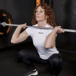 Mirafit Women's Technical Gym T-Shirt - White -Fitness Promotion Store woman wearing Mirafit Womens Technical Gym T Shirt in gym 8